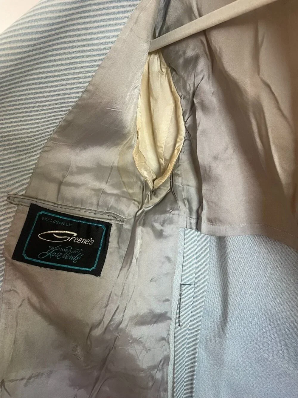 Greene's Fashions by Jose Verde suit jacket/Blazer, Blue/White stripe